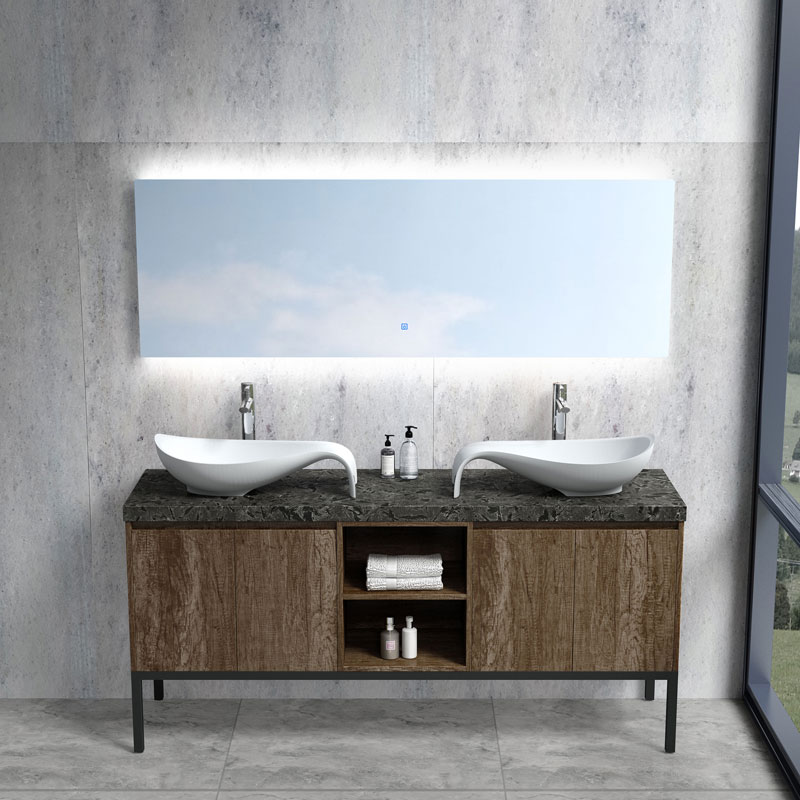 bathroom vanity cabinet with led mirror modern - WolkeSieben